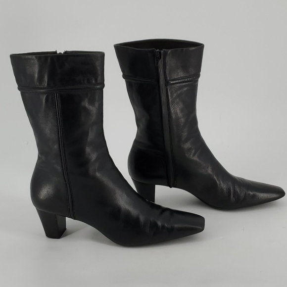 Cole Haan Black Leather Calf Boots Size 10 - Picture 2 of 13